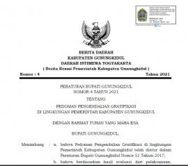 PERATURAN BUPATI GUNUNGKIDUL TENTANG PENGENDALIAN GRATIFIKASI